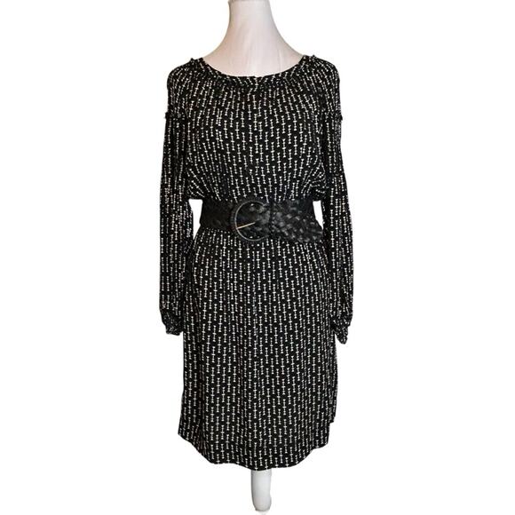 Max Studio Dress Womens Size XS Black Tan Stretch Waist Wide Belt Business Y2K - Picture 1 of 14